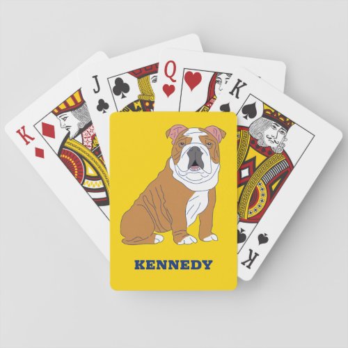 English Bulldog Illustration Personalized Playing Cards