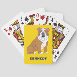 English Bulldog Illustration Personalized Poker Cards