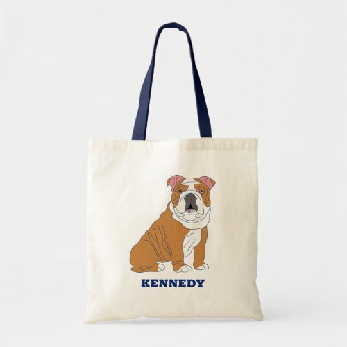 English Bulldog Illustration Personalized Tote Bag