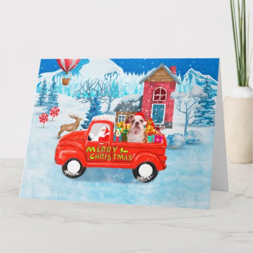 English Bulldog in Christmas Delivery Truck Snow Card