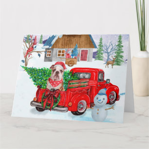 English Bulldog In Christmas Delivery Truck Snow Card