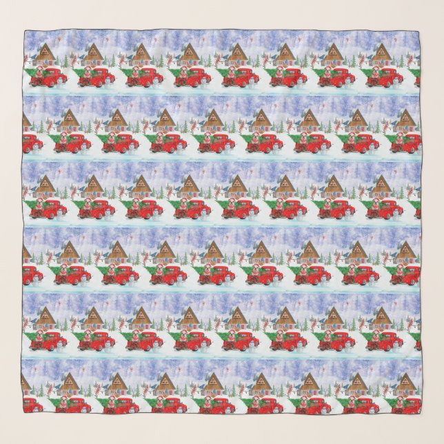 English Bulldog In Christmas Delivery Truck Snow Scarf (Front)