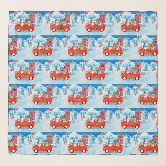 English Bulldog in Christmas Delivery Truck Snow Scarf (Front)