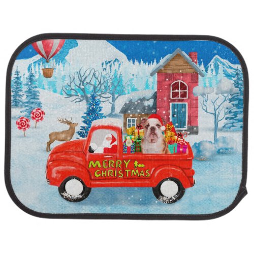 English Bulldog in Christmas Delivery Truck Snow T Car Floor Mat