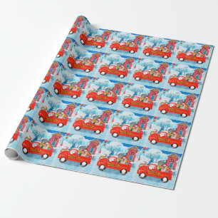 English Bulldog in Christmas Delivery Truck Snow Wrapping Paper