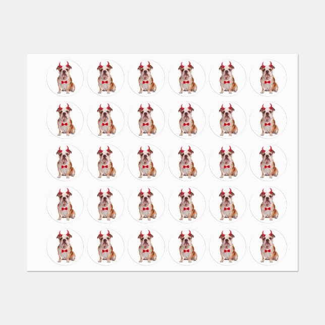 English Bulldog In Halloween Labels (Sheet)