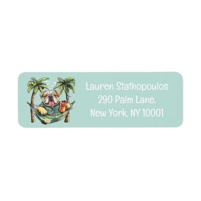 English Bulldog In Hawaiian Top Label (Front)