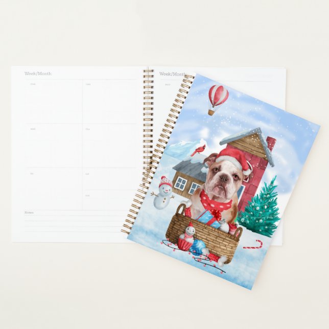 English Bulldog In snow Christmas Dog House  Planner (Display)