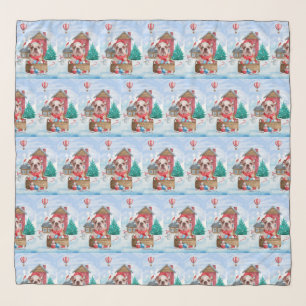 English Bulldog In snow Christmas Dog House Scarf