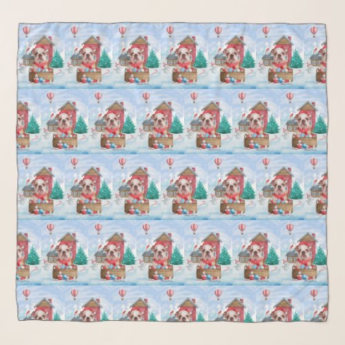 English Bulldog In snow Christmas Dog House Scarf