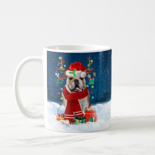 English Bulldog in Snow with Christmas Gifts  Coffee Mug