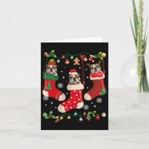 English Bulldog In Sock Christmas Santa X-mas Dog Card