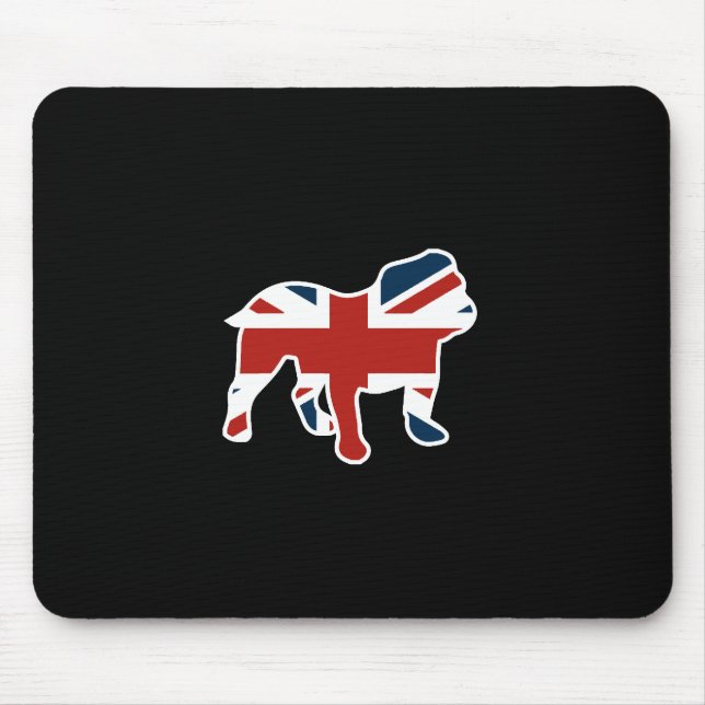 English Bulldog in Union Jack Flag Mouse Pad (Front)