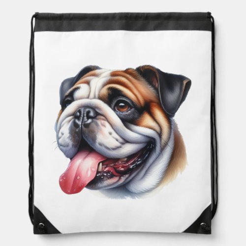 English Bulldog in Watercolor Drawstring Bag