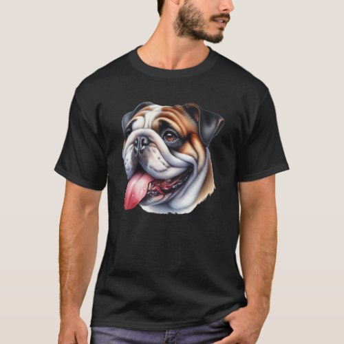 English Bulldog in Watercolor T_Shirt