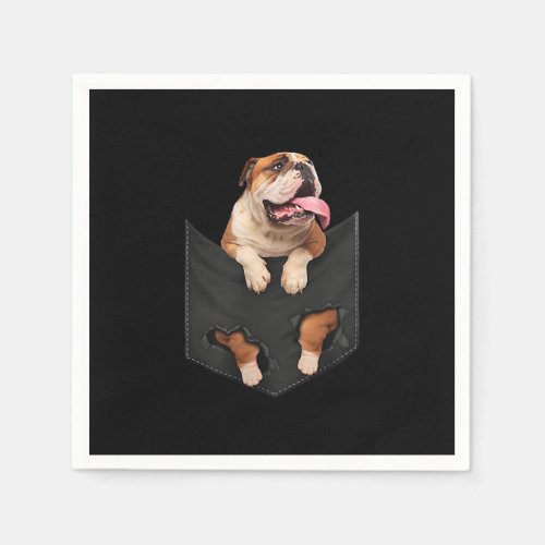 English Bulldog In Your Pocket  Dogs Lovers Napkins