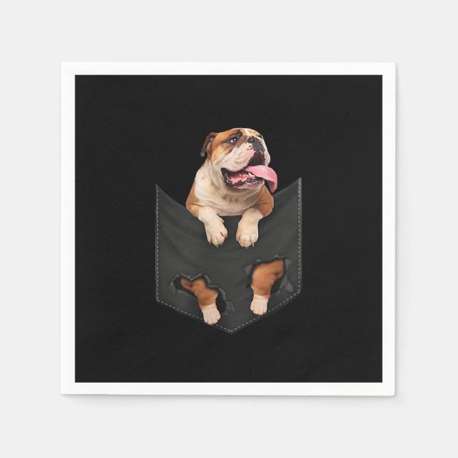 English Bulldog In Your Pocket  Dogs Lovers Napkins (Front)