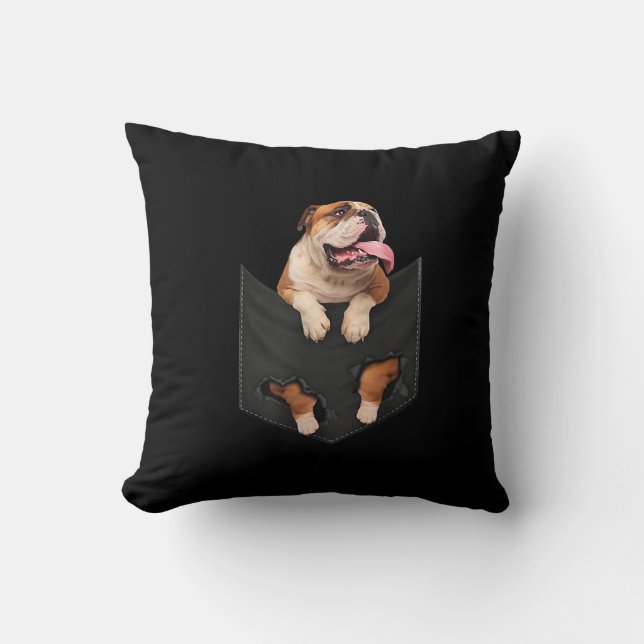 English Bulldog In Your Pocket  Dogs Lovers Throw Pillow (Front)