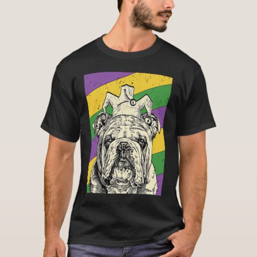 English Bulldog Jester  Mardi Gras Dog Mom or Dad T_Shirt