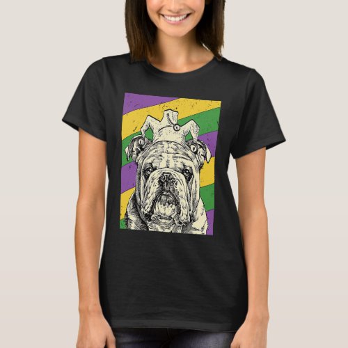 English Bulldog Jester  Mardi Gras Dog Mom or Dad T_Shirt