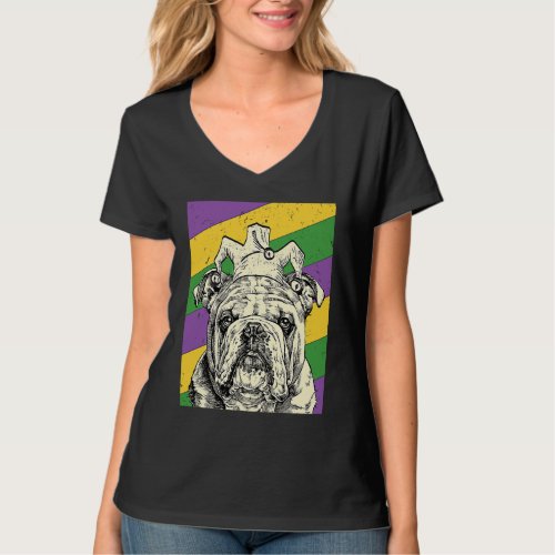 English Bulldog Jester  Mardi Gras Dog Mom or Dad T_Shirt