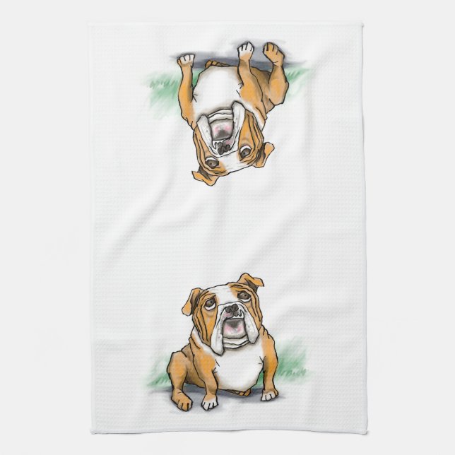 English Bulldog Kitchen Towel (Vertical)