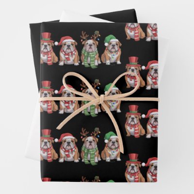 English Bulldog Lover Christmas Dog Mom Xmas Gift  Wrapping Paper Sheets