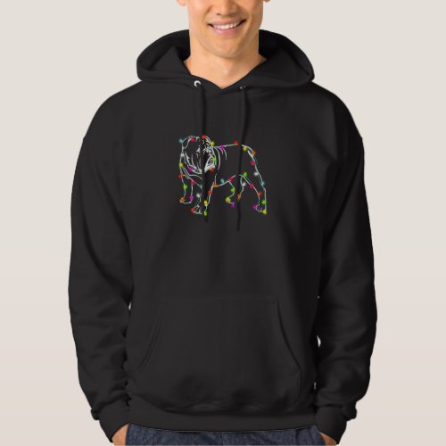 English Bulldog Lover Christmas Tree Lights Dog Da Hoodie