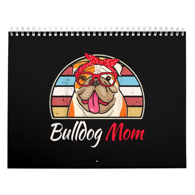 English Bulldog Lover Gifts Bulldog Mom Dad Calendar (Cover)