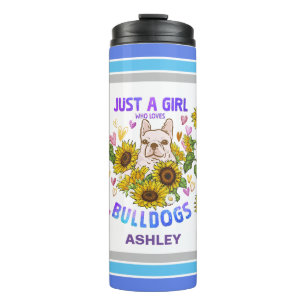 English Bulldog Lover Sunflower Trainer Floral Thermal Tumbler