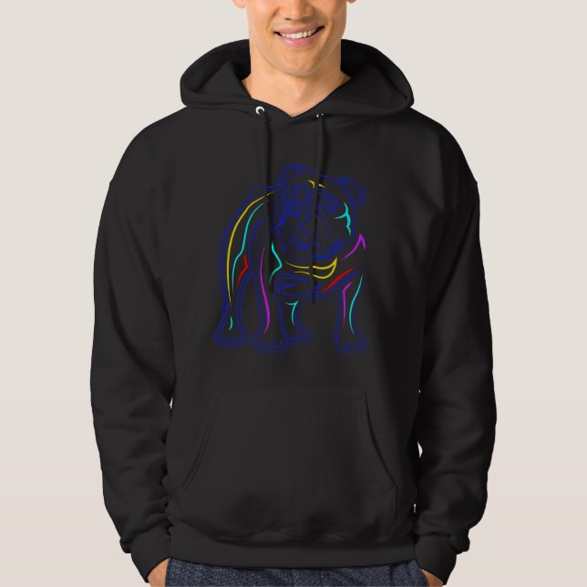 English Bulldog Lovers Line Drawing Artsy Bulldog  Hoodie (Front)