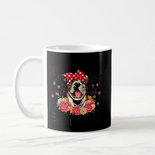 English Bulldog Mama Florals Cute Dog Mom Mothers Coffee Mug