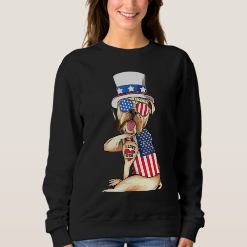 English Bulldog Merica 4th Of July American Sungla Sweatshirt