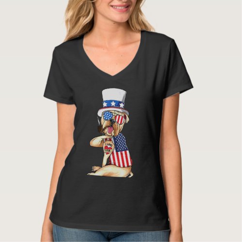 English Bulldog Merica 4th Of July American Sungla T_Shirt