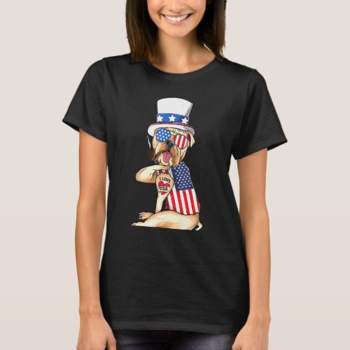 English Bulldog Merica 4th Of July American Sungla T_Shirt