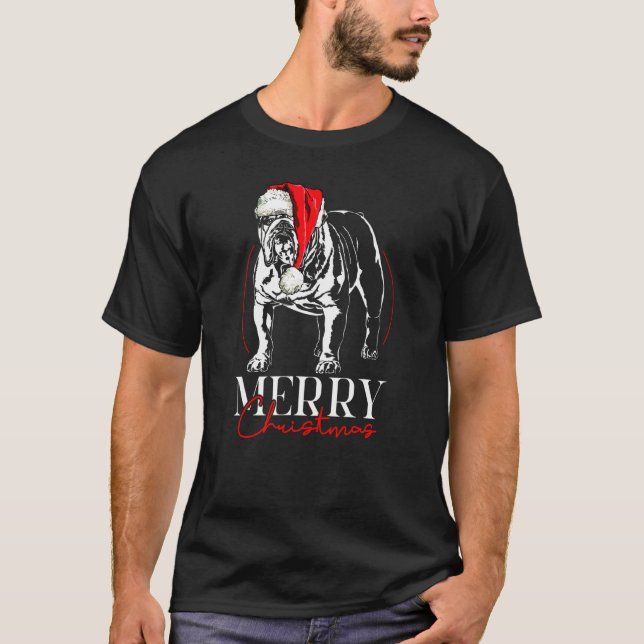 English Bulldog Merry Christmas Dog Mom Dog T-Shirt (Front)