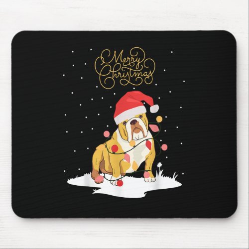 English Bulldog Merry Christmas Xmas Bulldog Chris Mouse Pad