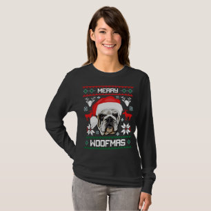 English Bulldog Merry Woofmas Christmas T-Shirt