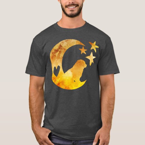 English Bulldog Moon Stars Art T_Shirt