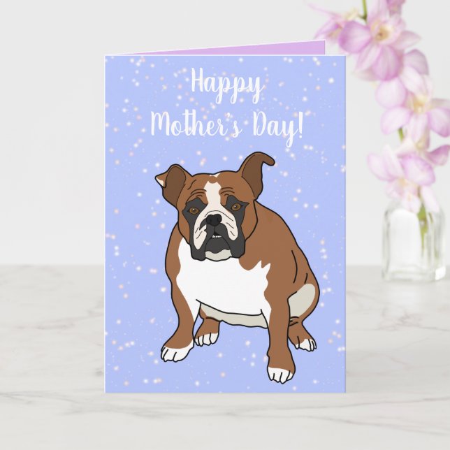 English Bulldog Mother’s Day Card (Orchid)