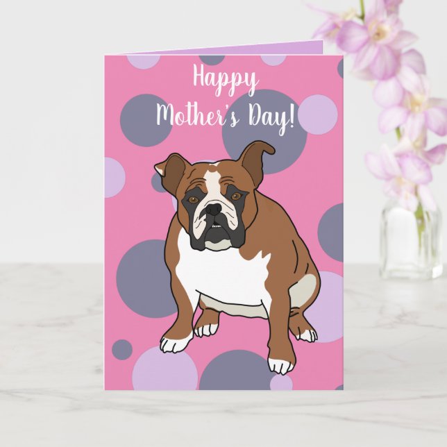 English Bulldog Mother’s Day  Card (Orchid)