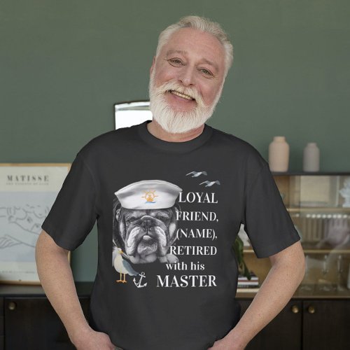 English Bulldog Navy Sailor Dog Retired Captain  T_Shirt