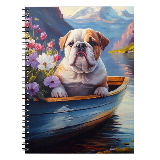 English Bulldog on a Paddle: A Scenic Adventure Notebook (Front)