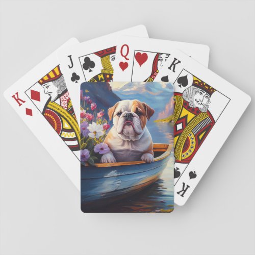 English Bulldog on a Paddle A Scenic Adventure Poker Cards