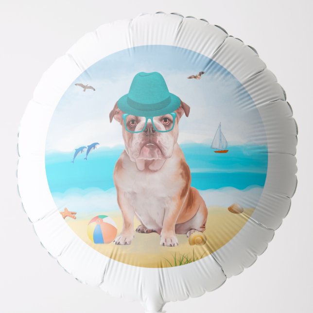 English Bulldog on Beach Balloon (Front)
