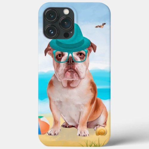 English Bulldog on Beach iPhone 13 Pro Max Case