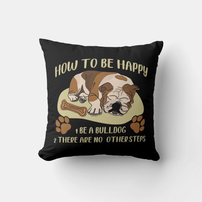 English Bulldog Owner Funny Animal Dog Lover Throw Pillow (Front)