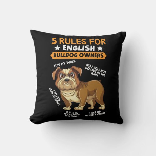 English Bulldog Owner Humorous Pet Dog Lover Throw Pillow