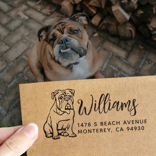 English Bulldog Owner Return Address Dog Owner Rubber Stamp