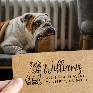 English Bulldog Owner Return Address Dog Owner Self-inking Stamp